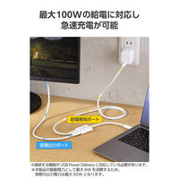 USB-C変換アダプタ 100W PD急速充電 4K映像 (C to C×2) 白 ECAD-C2CPD100WH エレコム 1個（直送品）