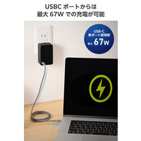 USBタップ 3個口 コンセント直挿し 67W USB-C×3 タイプC 黒 ECT-43-3C3BK エレコム 1個（直送品）