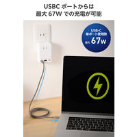 USBタップ 3個口 コンセント直挿し 67W USB-C×2 USB-A×1 白 ECT-43-3AC2WH エレコム 1個（直送品）