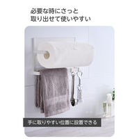 マグネット キッチンペーパーホルダー 大判ロール対応 ふきん掛け フック6個付属 白 KA-KSLKPWH エレコム 1個（直送品）