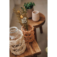 アビテ 花瓶 ラタンガラスボトル Sサイズ ガラス ホワイト 411402 1個（直送品）