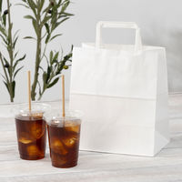 平紐クラフト紙手提袋ベーシック220×250×140mm　白 　1セット（1袋（10枚入）×18） オリジナル