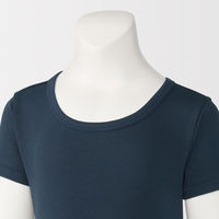 無印良品 キッズ フライス編みクルーネック半袖Ｔシャツ(インナー) １４０ ネイビー 良品計画