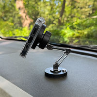 MagSafe対応 車載ワイヤレス充電器 ダッシュボード用 粘着固定 ロングアーム Aタイプ ブラック MagSafe非対応機種・ケースOK（直送品）