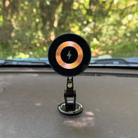 MagSafe対応 車載ワイヤレス充電器 ダッシュボード用 粘着固定 ロングアーム Bタイプ ブラック MagSafe非対応機種・ケースOK（直送品）