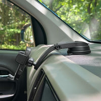 車載ホルダー ダッシュボード用 真空吸着＆粘着固定 ロングアーム Aタイプ ブラック 片手でラクラク操作（直送品）