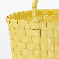 無印良品 再生ポリプロピレン入り 梱包用バンド 手編みバスケット 中 イエロー 約直径３３×高さ２５ｃｍ 良品計画