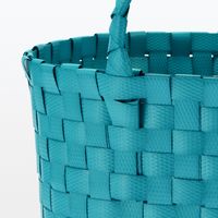 無印良品 再生ポリプロピレン入り 梱包用バンド 手編みバスケット 小 ブルー 約直径２５×高さ２０ｃｍ 良品計画