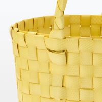 無印良品 再生ポリプロピレン入り 梱包用バンド 手編みバスケット 小 イエロー 約直径２５×高さ２０ｃｍ 良品計画