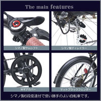 池商 20インチ折たたみ自転車 6段変速 MF202 マットブラック 1台（直送品）