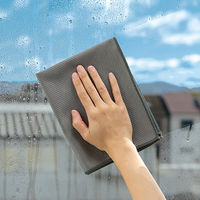 カワタキコーポレーション 窓や鏡に拭き跡が残りにくいクロス2色組（ブルー・グレー各1）  １パック（２枚入：２色×各１）