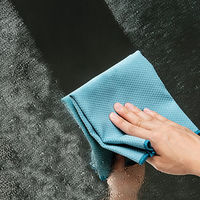 カワタキコーポレーション 窓や鏡に拭き跡が残りにくいクロス2色組（ブルー・グレー各1）  １セット６枚：２枚（２色各１）×３