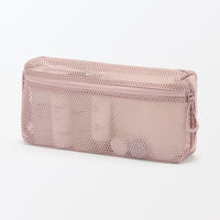 無印良品 立体メッシュケース ピンク Ｍ 約２５×１２．５×５ｃｍ 良品計画