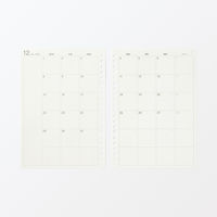 無印良品 リフィルノート リフィル マンスリースケジュール ２０２５年１２月始まり Ａ５・２０穴 月曜始まり 六輝 祝日 月齢なし