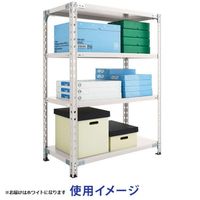 プラス KR軽量ラック（天地4段）幅1812×奥行462×高さ1800mm ホワイト 1台（4梱包）スチールラック セット品