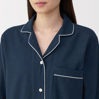 無印良品 レディース 婦人 脇に縫い目のない 二重ガーゼ長袖パジャマ 婦人Ｍ ダークネイビー 良品計画