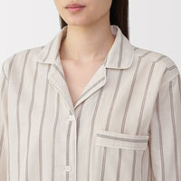 無印良品 レディース 婦人 脇に縫い目のない 二重ガーゼ長袖パジャマ 婦人Ｍ サンドベージュストライプ 良品計画