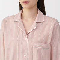無印良品 レディース 婦人 脇に縫い目のない 二重ガーゼ長袖パジャマ 婦人Ｓ ピンクストライプ 良品計画