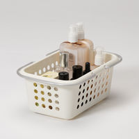 収納バスケット　ニ ハンドル付バスケット ダークグレー　幅16.7×奥行25×高さ9.9cm　1個 オリジナル