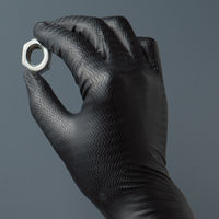 【使いきりニトリル手袋】 川西工業 アイアングリップハード #2064 粉なし ブラック L 1箱（50枚入）