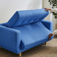 後藤家具物産 多機能ソファー 幅1200mm ブルー SO-SM-BL 1台（直送品）