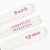 (らこれキッズ)ブロックロゴカトラリートリオセット アイボリー LAKOLE/ラコレ