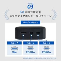 オウルテック 20000mAhモバイルバッテリー PD20W A×1/C×2 OEC-LPB20028-GY 1個