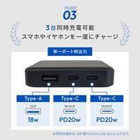 オウルテック 10000mAhモバイルバッテリー PD20W A×1/C×2 OEC-LPB10028-GY 1個