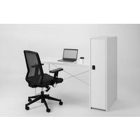 エムテックス デスクサイド個人用ロッカー（シリンダー錠） 幅300×奥行700×高さ1200mm ホワイト 1台（直送品）