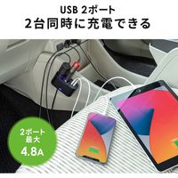 サンワサプライ USBチャージャー付2連ソケット(2ポート・4.8A) CAR-CHR78CUN 1個（直送品）