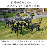 住まいスタイル アルミ製ラウンドテーブル&チェア5点セット 幅90 「トルペ」 BKS-RT900-5PS-BLK 1セット（直送品）