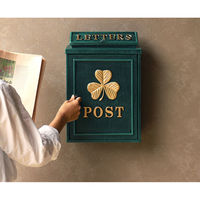 MOJYU クローバー 鋳物壁掛けポスト グリーン 1台（直送品）
