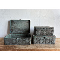 SOW 収納ボックス アンクブリキボックス M 小物入れ ふた付き 幅30.5×奥行20×高さ12cm 486132 1個（直送品）