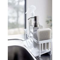 tower（タワー） 水が流れるスポンジ&ボトルホルダー ホワイト 1個 山崎実業 キッチン収納