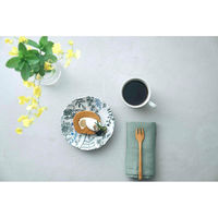 アイトー プレート 16cm M フラワーパターン 磁器 美濃焼 黒 463096 1個（直送品）