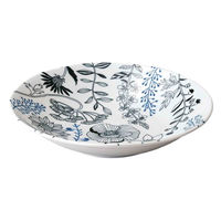 アイトー プレート 23cm L フラワーパターン 磁器 美濃焼 黒 463098 1個（直送品）