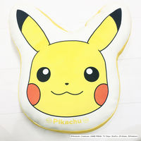 MORIPiLO ポケモン クッション ( ピカチュウ もちもちフェイスクッション) グッズ ダイカットイエロー 約25x30cm かわいい