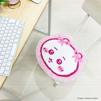 MORIPiLO 玄関マット チェアクッション ちいかわ グッズ マット 室内用 多用途 滑り止め 小さめ 可愛い 約37×31cm リボンピンク