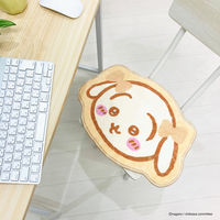 MORIPiLO 玄関マット チェアクッション ちいかわ うさぎ マット 室内用 多用途 滑り止め 小さめ 約46×31cm リボン ベージュ