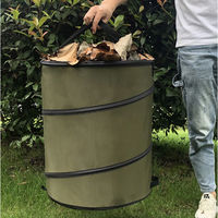 セーフラン安全用品 集草ガーデンバッグ(スプリング自立式) φ46x55cm 容量約91L カーキ C0109-91L 1個（直送品）