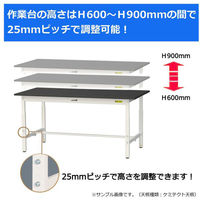 【車上渡し】山金工業 ワークテーブルLAB 実験台 耐薬品天板 高さ調整 半面棚付 ブラック SLKA-1875T-BKW 1台（直送品）