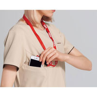 【再検品商品】フォーク レディスジップスクラブ ダークネイビー×ブラウン 7069SC-17-LL 1枚　スクラブ（わけあり品）