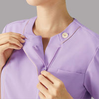 【再検品商品】フォーク レディスジップスクラブ ライラック L 7101SC-26 1枚　スクラブ（わけあり品）