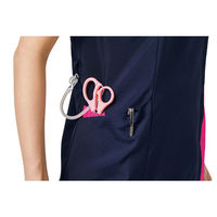 【再検品商品】フォーク レディスジップスクラブ ベージュ×Dネイビー S 7023SC-10ーS 1枚　スクラブ（わけあり品）