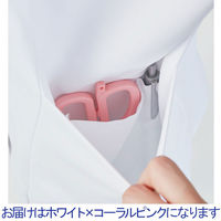 【再検品商品】アシックス スクラブ レディス 半袖 ホワイト×コーラルピンク L CHM354-0192 1枚　スクラブ（わけあり品）