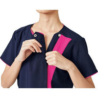 【再検品商品】フォーク レディスジップスクラブ ダークネイビー×チェリーピンク 4L 7023SC-27-4L 1枚　スクラブ（わけあり品）