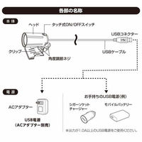 オーム電機 LEDクリップライト 昼白色 ブラック 06-0910 1個（わけあり品）
