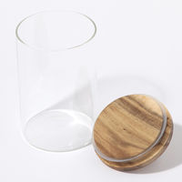 ウッドロングガラスキャニスター(1000ml) クリア LAKOLE/ラコレ