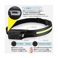 Trimate 充電式 ヘッドライト 超軽量 タッチレスセンサー搭載 TRM-HD003 1個 67-4919-86（直送品）