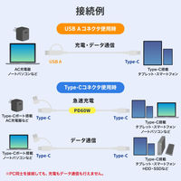 サンワサプライ USB2.0TypeーCケーブル(CtoA変換アダプタ付き・PD60W) KU-CCP60ACC10W 1本